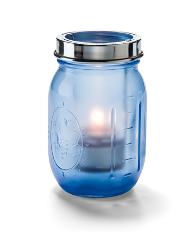 Satin Dark Blue Firefly™ Jar with Tealight Cradle
