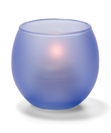 Satin Dark Blue, Small Glass Bubble Tealight Lamp