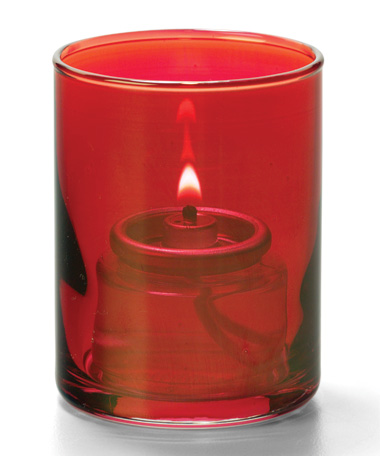 Ruby Lustre, Tealight Glass Cylinder Lamp