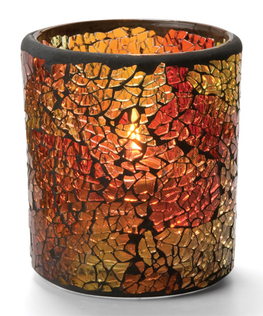 Red & Gold Crackle™ Glass Votive Lamp