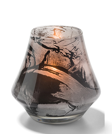 Marbled Black And White Chime™ Glass Votive Lamp